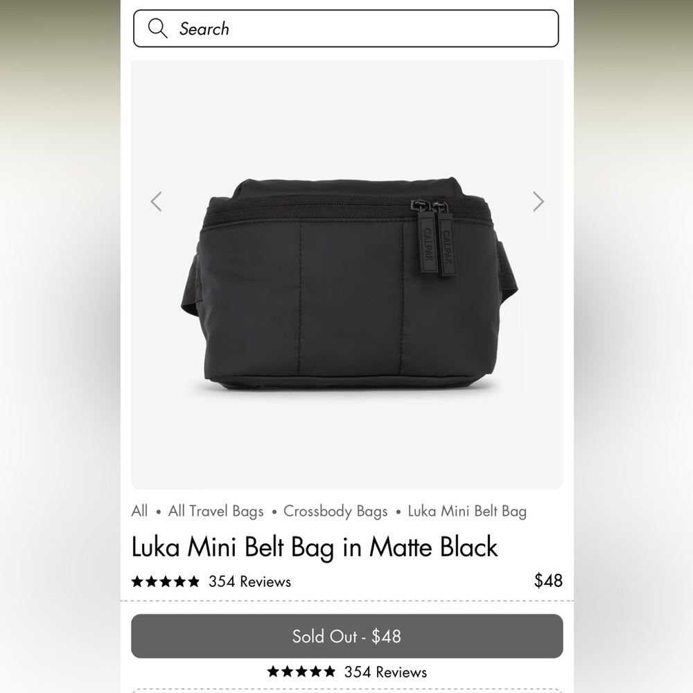 Calpak Luka Mini Belt Bag in Matte Black